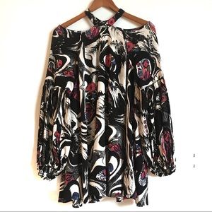 Free People Printed A-Line Cold Shoulder Dress